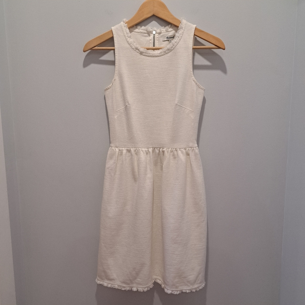 Madewell Ivory Fringed Afternoon Classic Preppy Coastal Cottage Dress Womens XXS